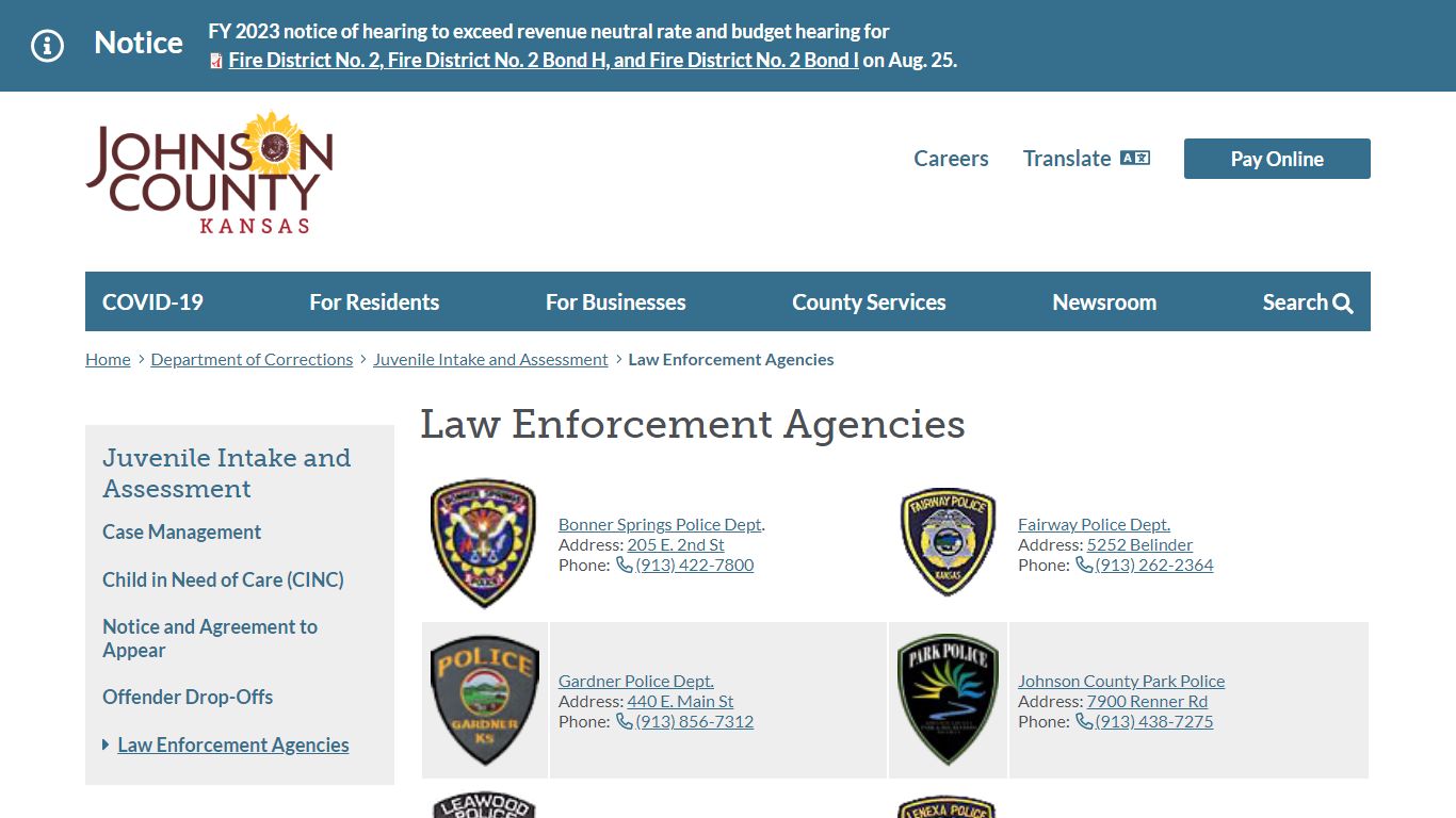 Law Enforcement Agencies | Johnson County Kansas